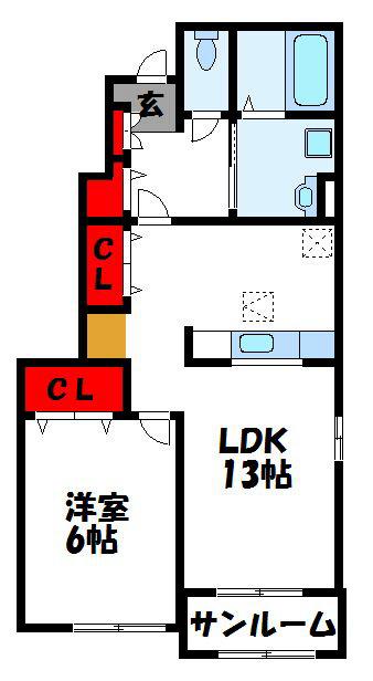 ディアグランデ(1LDK/1階)の間取り写真