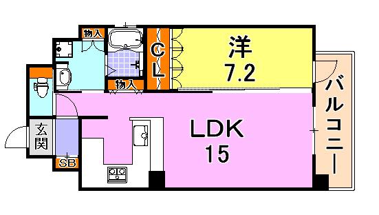 リーガル神戸三宮山手(1LDK/5階)の間取り写真