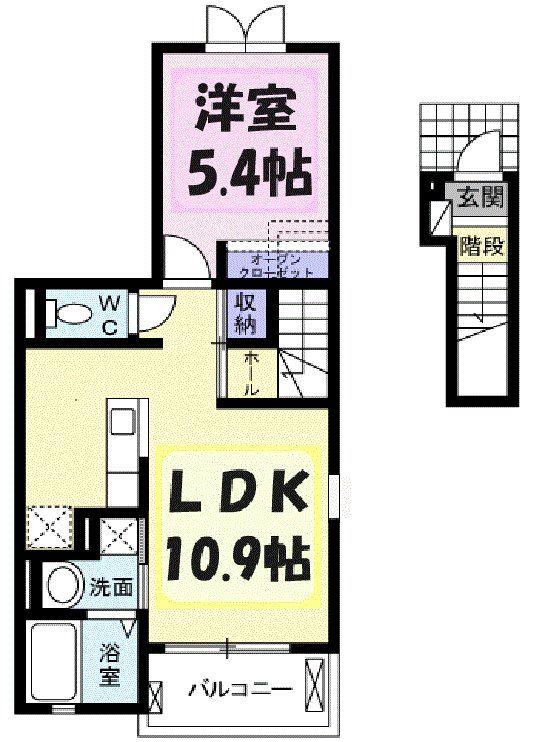 フォーエバーA(1LDK/2階)の間取り写真