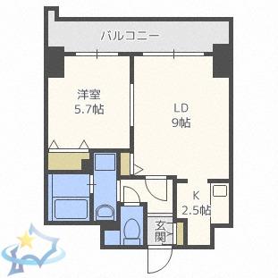ティアラタワー中島倶楽部(1LDK/30階)の間取り写真