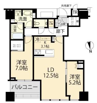 白金ザ・スカイ東棟(2LDK/24階)の間取り写真