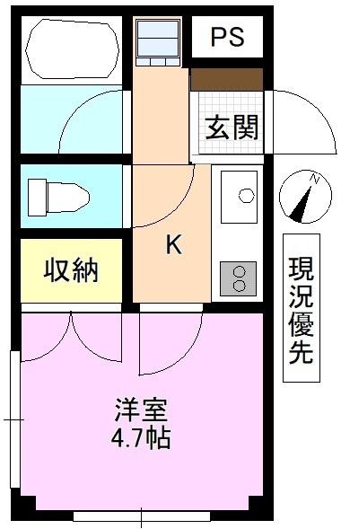 本町セブンマンション(1K/2階)の間取り写真