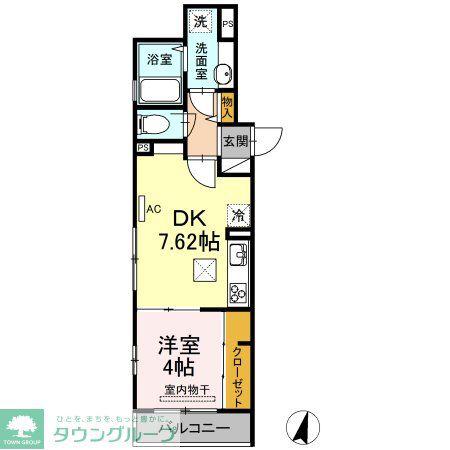 D-ROOM塚越(1DK/1階)の間取り写真
