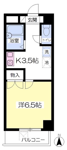 ジュネス北千種(1K/5階)の間取り写真