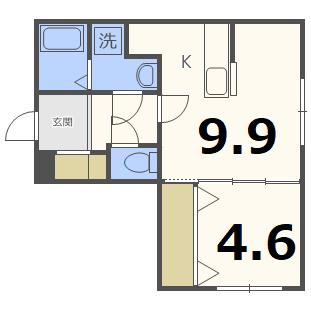 F・ASAHI S7W17(1LDK/4階)の間取り写真