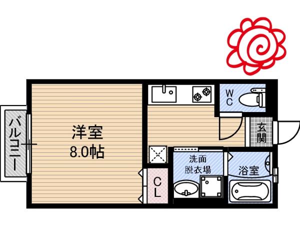 ハイムトーリア(1K/1階)の間取り写真