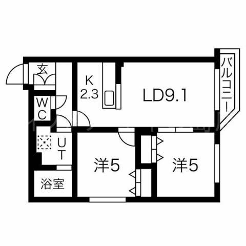 クラリス菊水II(2LDK/4階)の間取り写真