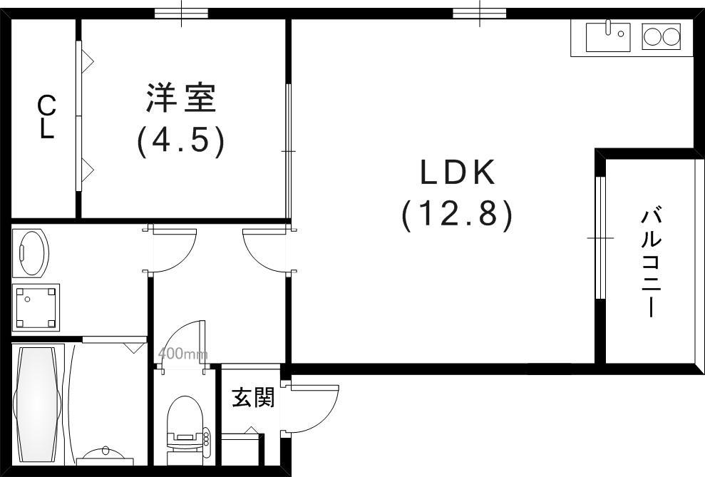 コウアロイヤル灘(1LDK/1階)の間取り写真