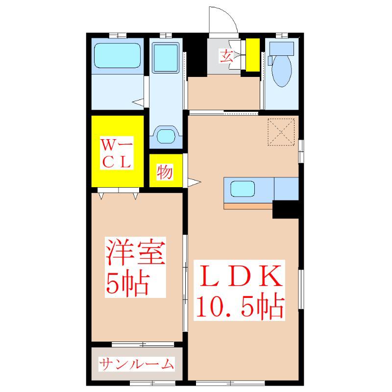 エスポワール住吉(1LDK/2階)の間取り写真