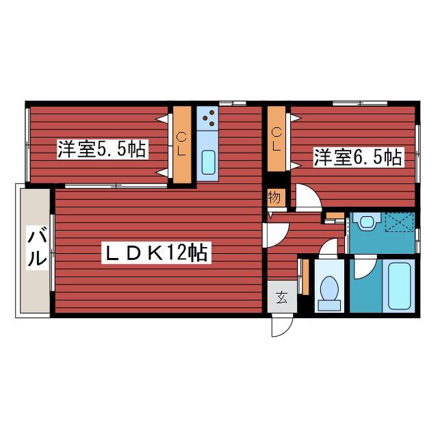 レジデンス西岡 (2LDK/2階)の間取り写真
