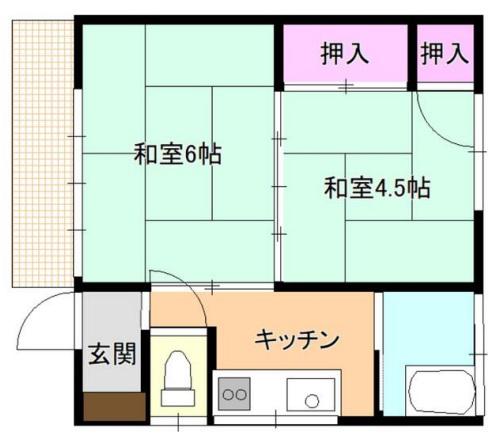 依田荘(2K/1階)の間取り写真