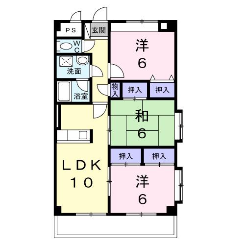 ボンヌール(3LDK/3階)の間取り写真