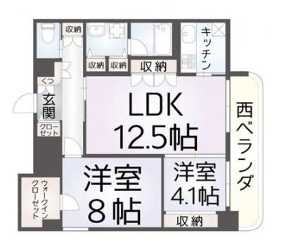 アスール江坂3RD(2LDK/14階)の間取り写真