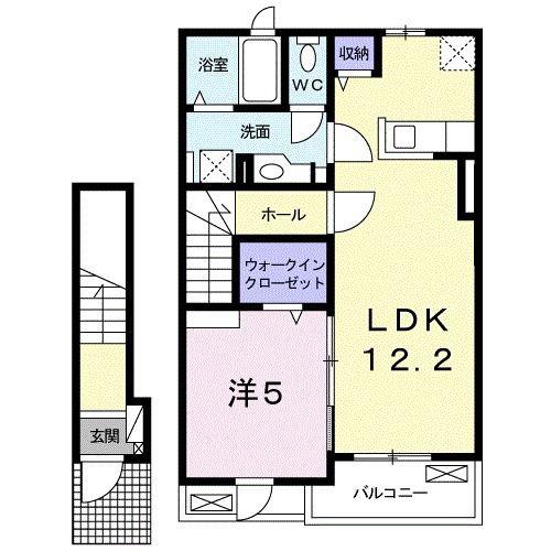 ロトスII(1LDK/2階)の間取り写真