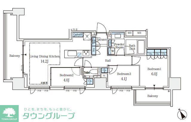 パークタワー大森(3LDK/14階)の間取り写真