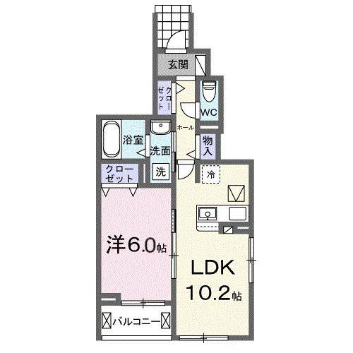 フォンテーヌⅤ(1LDK/1階)の間取り写真