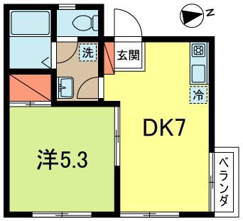 サンハイム(1DK/2階)の間取り写真