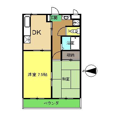 ヴィラ・アンソレイエ十津(2DK/2階)の間取り写真