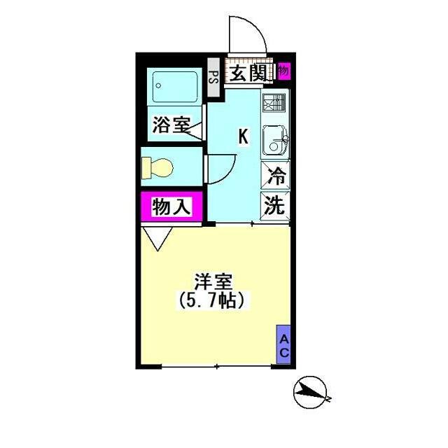 内村ハイツ(1K/2階)の間取り写真