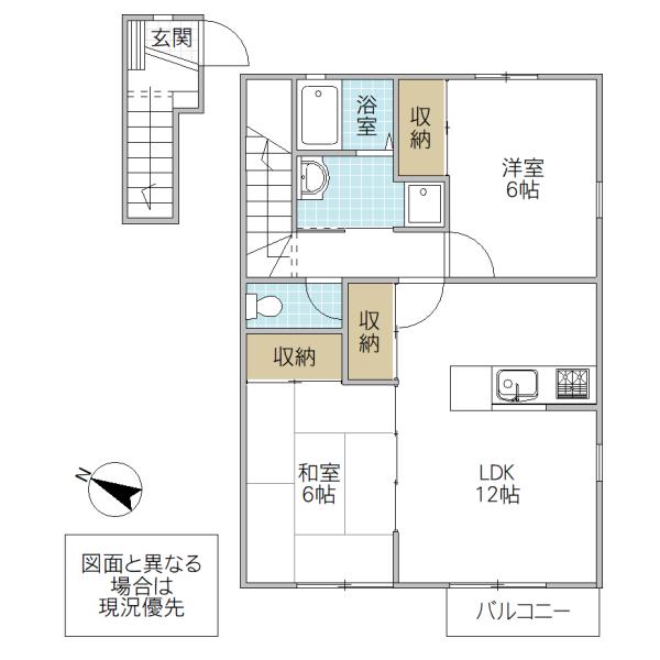 フランサ I(2LDK/2階)の間取り写真