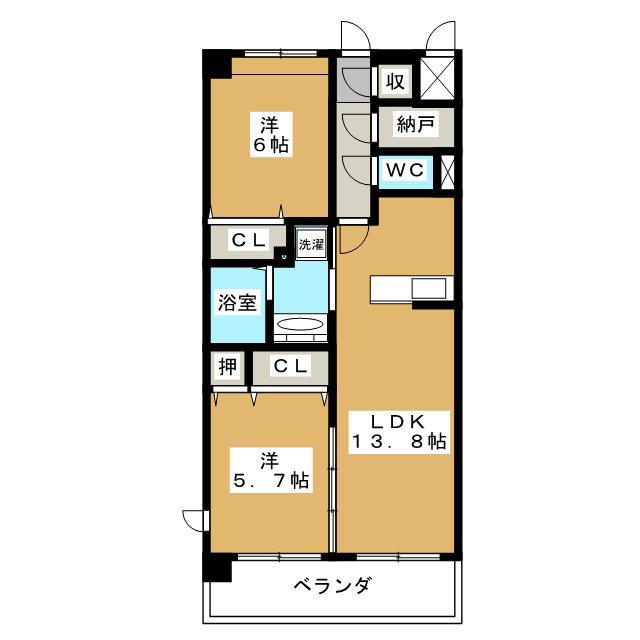 VILLA D`EST OHTEB(2SLDK/5階)の間取り写真