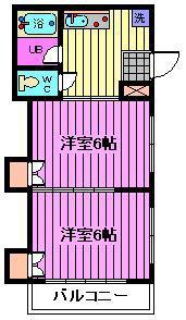 常盤荘(2K/2階)の間取り写真
