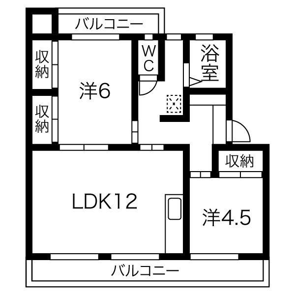 コーポポエム(2LDK/1階)の間取り写真