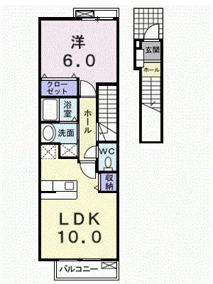 シトラスイン(1LDK/2階)の間取り写真