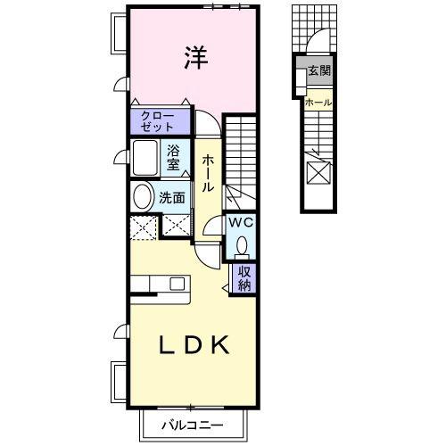 パラッツオB(1LDK/2階)の間取り写真