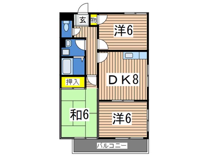 第1ダイソーハウス(3DK/2階)の間取り写真