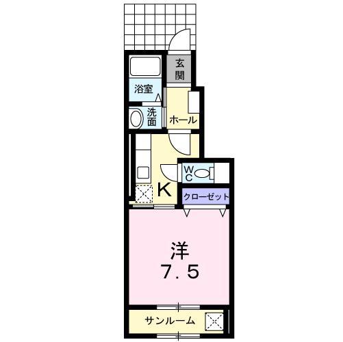 フォルテ IV(1K/1階)の間取り写真