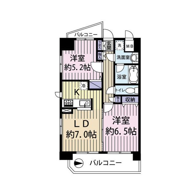 パティオ戸田公園(2LDK/5階)の間取り写真