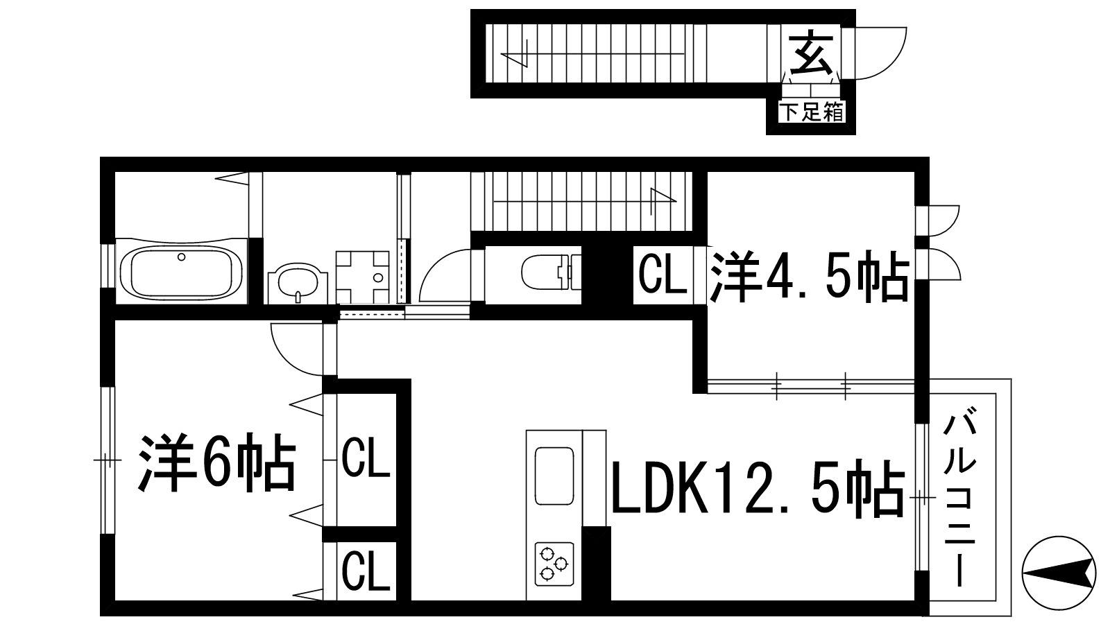 リヒトヴィラ(2LDK/2階)の間取り写真
