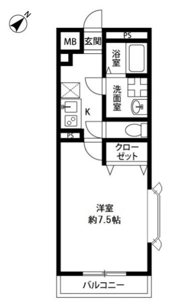 アンプルールフェール東浅川(1K/1階)の間取り写真
