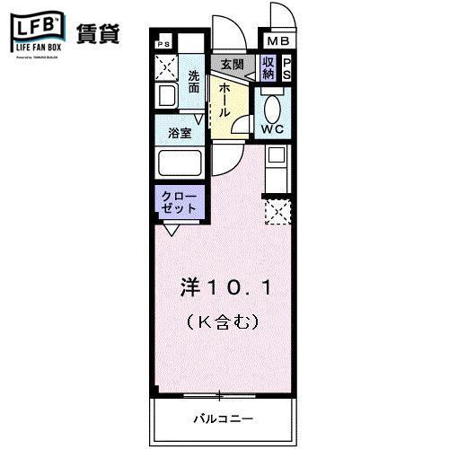 ウィンドワード(ワンルーム/3階)の間取り写真