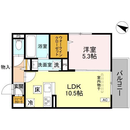 ディールーム大塚町(1LDK/1階)の間取り写真