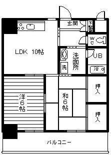 アペックス古淵(2LDK/3階)の間取り写真