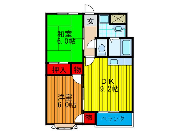 シャンテ南館(2DK/3階)の間取り写真