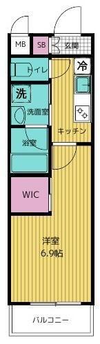 グランコモド小田急相模原(1K/1階)の間取り写真