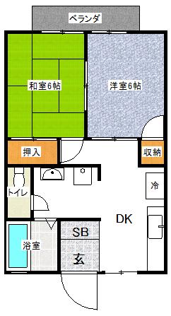 シルクタウン富岡 A棟(2K/2階)の間取り写真