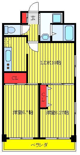 マイン エントピア(2LDK/7階)の間取り写真