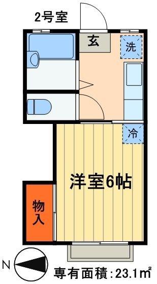 シャイニングヒルズ(1K/1階)の間取り写真