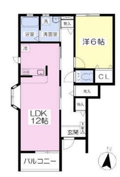 シェリーパークシオンA(1LDK/1階)の間取り写真