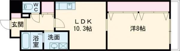 エリーフラッツ浜大津(1LDK/5階)の間取り写真