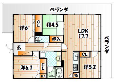 アクロス小倉セントラルスクエア(4LDK/6階)の間取り写真