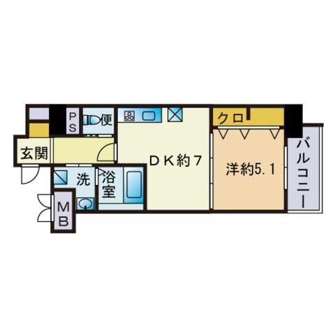 C.P.B.S(1DK/2階)の間取り写真