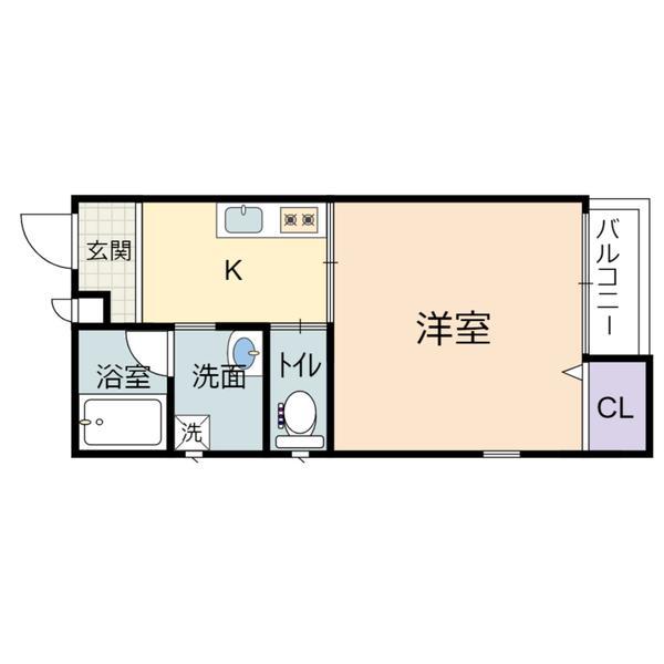 エムステージ平野本町(1K/2階)の間取り写真