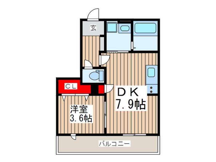 ブルームコートR(1DK/2階)の間取り写真