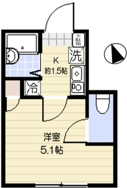 スーペリアージュ東大井(1K/1階)の間取り写真