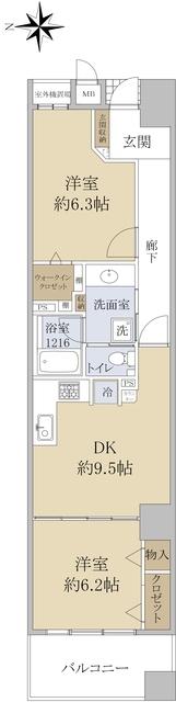 アパガーデンスクエア四条烏丸(2DK/2階)の間取り写真